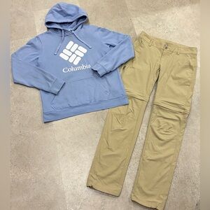 Women’s COLUMBIA Hoodie Sweatshirt & Convertible Pants, sz 6.